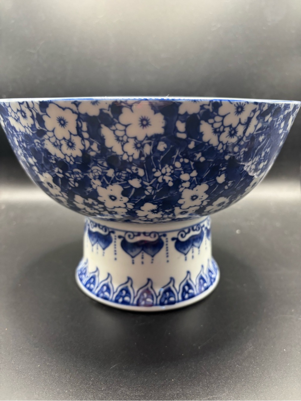 Blue Floral Pedestal Compote - Picture 6 of 12